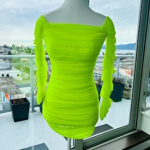Babaton yellow neon dress